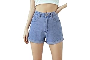 Women's Juniors Vintage Denim High Waisted Jean Shorts