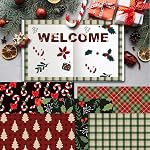 24 Feuilles Papier à carnet de motifs de Noël, 12"x12" Papier texturé rouge vert texturé Xmas Papier artisanal plié plat pour DIY La création de cartes Scrapbook Photo Album Decor, 12 Conceptions