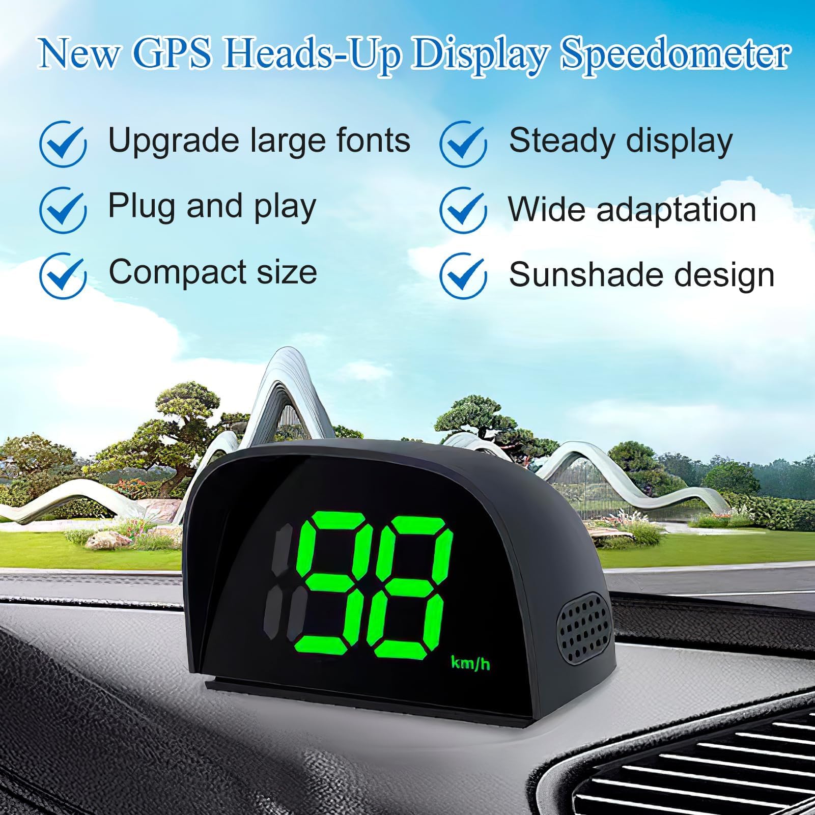 Tachimetro Digitale GPS Universale per Auto Moto Camion Bici Head up Display HUD per Car Velocità KMH Schermo LED con Parasole Facile da Installare USB Plug and Play