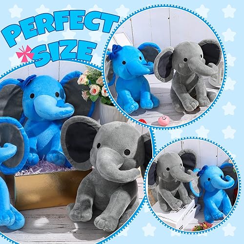 Miniatura 4 de 6 piezas de animales de peluche de elefante de 9.84 pulgadas, suave y lindo, juguetes de peluche para baby shower, suministros de fiesta de