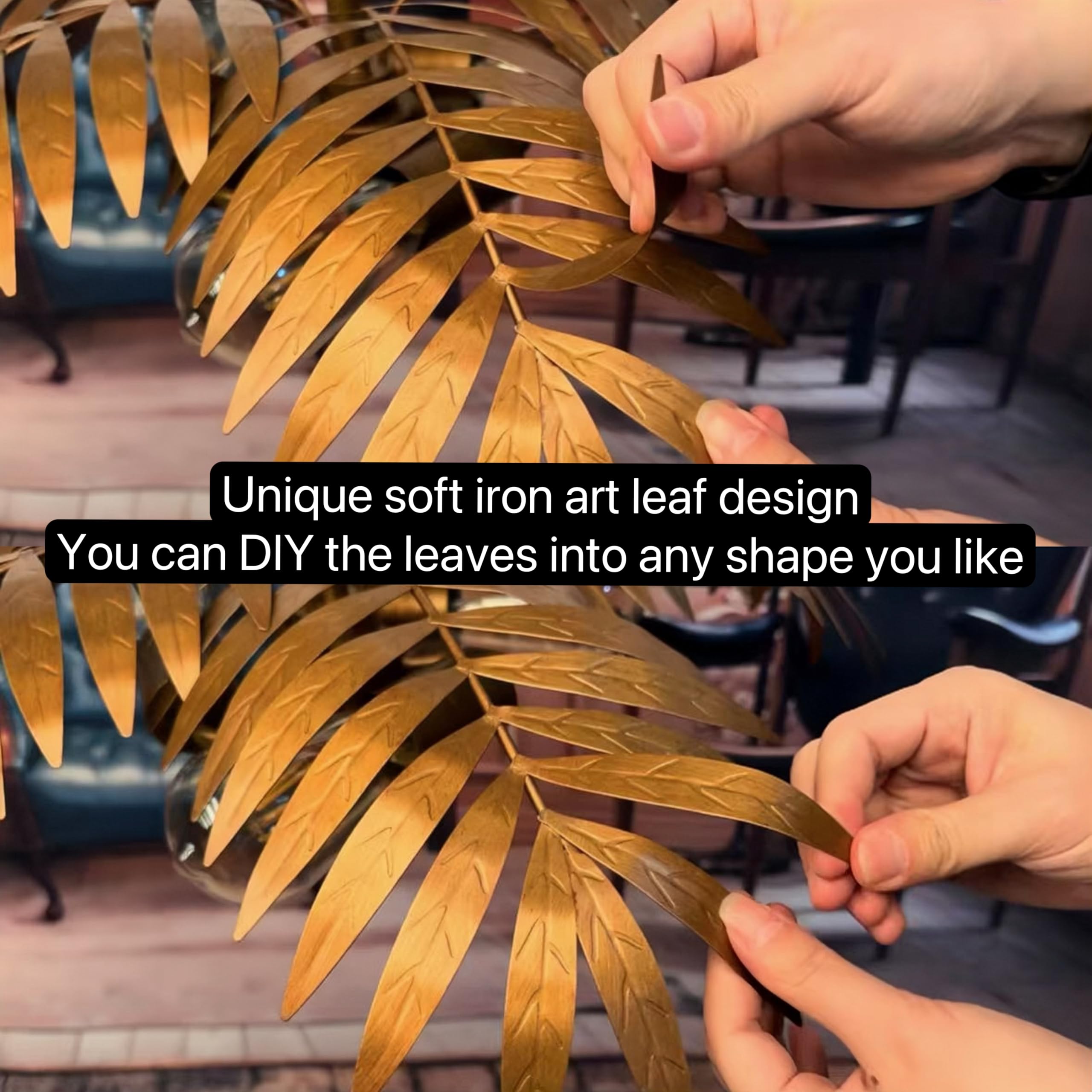 Retro Tropical Coconut Leaf Chandelier LED Scandinavian Tree Branch Iron Ceiling Light Home Decoration Lamps and Lanterns Hotel Club Decoration Lamps and Lanterns