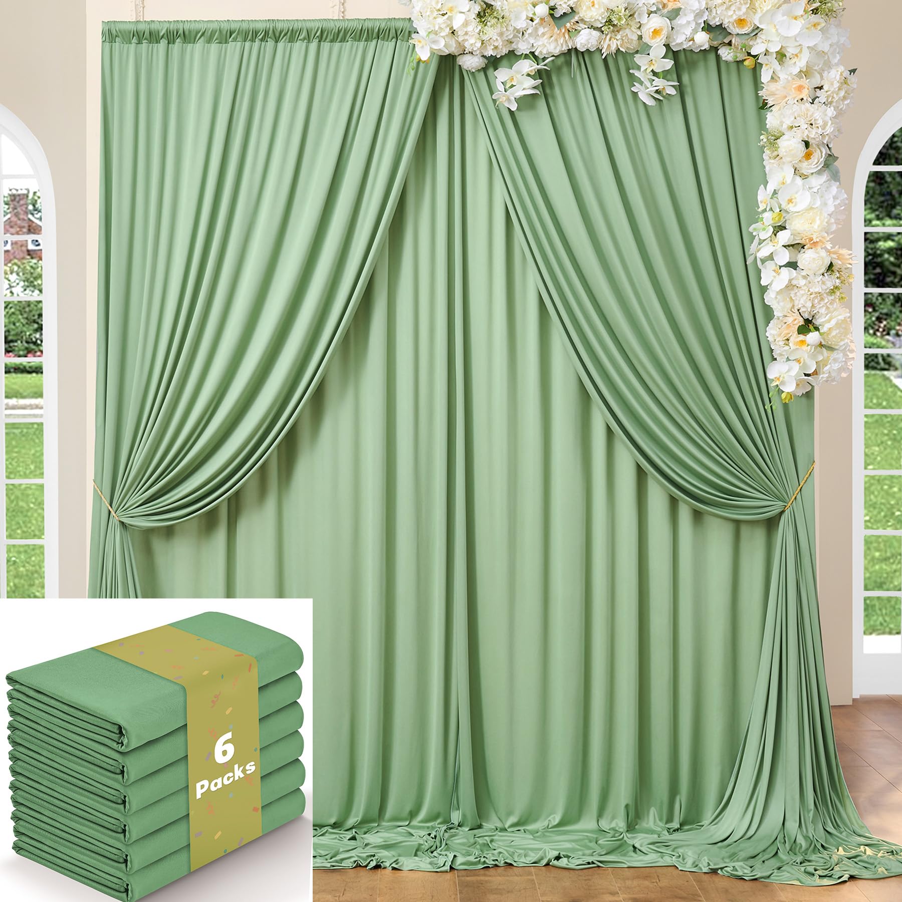 10ft x 10ft Wrinkle Free Black Backdrop Curtains for Parties, 2 Panels 5ftx10ft Polyester Photo Backdrop Drapes for Wedding Birthday Graduation Photography Background — view 81