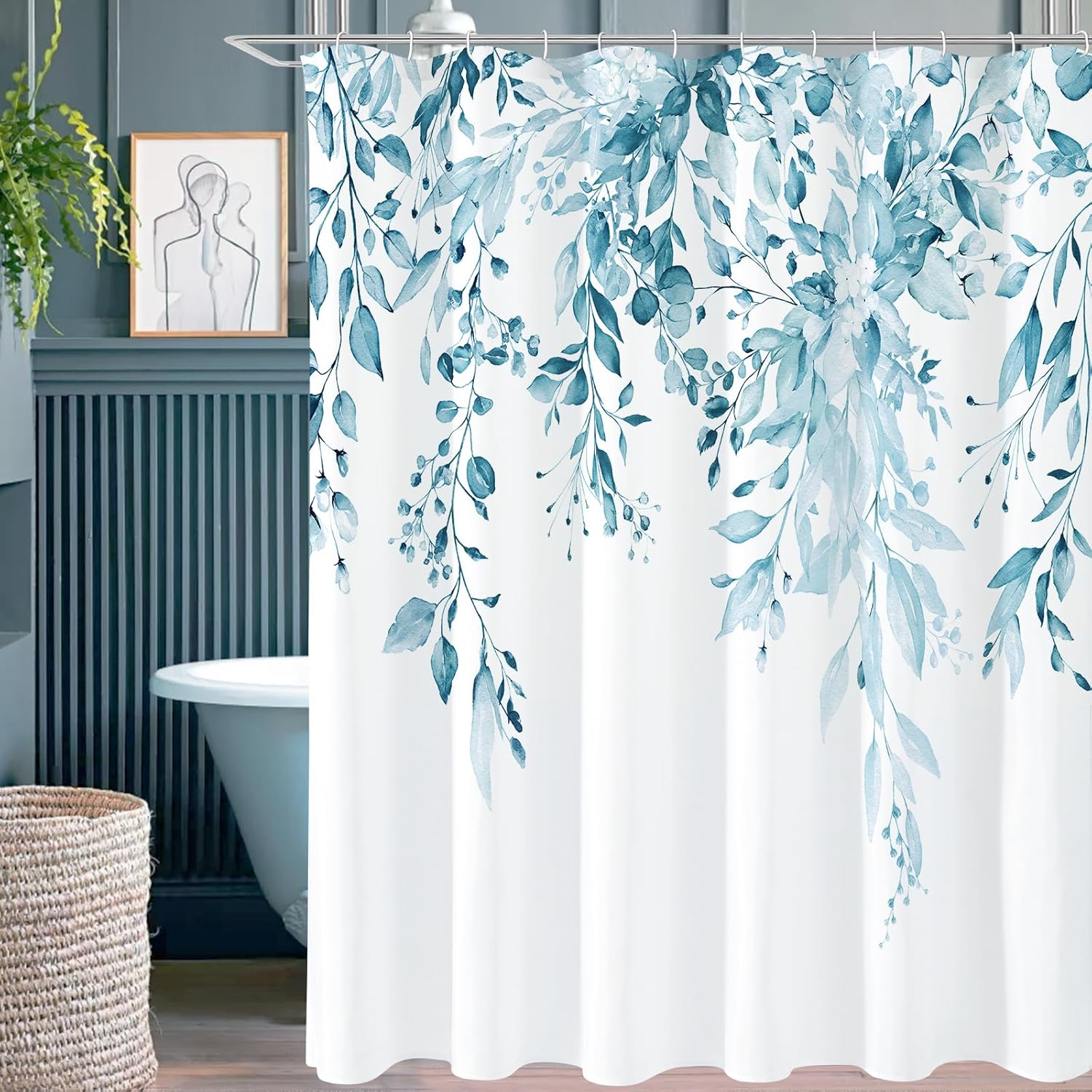 Gibelle Extra Long Shower Curtain 72 x 84, Tall Spa Blue
