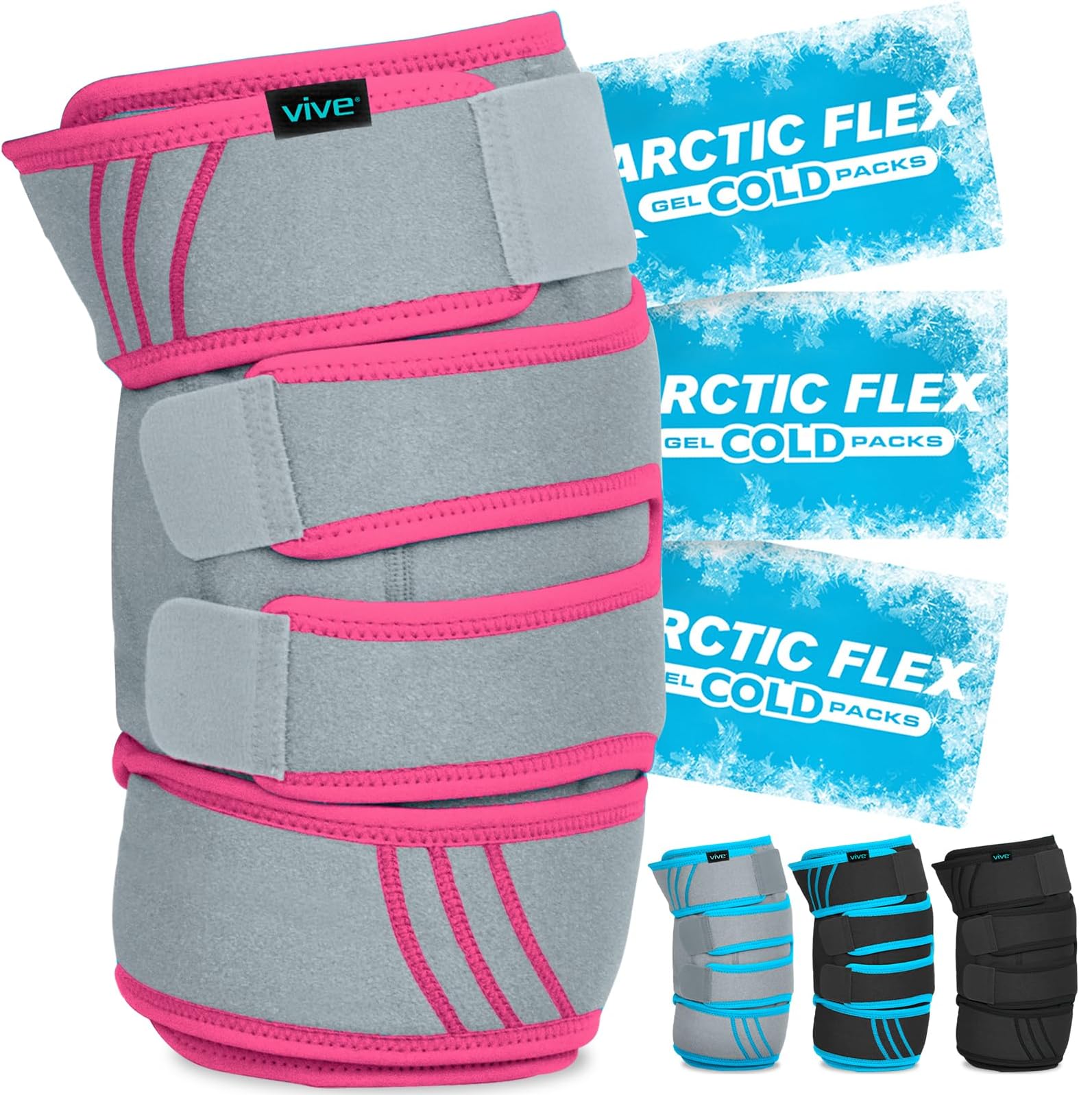 Vive Knee Ice Pack Wrap - Cold/Hot Gel Compression Brace - Heat Support Strap for Arthritis Pain, Tendonitis, ACL, Athletic Injury, Osteoarthritis, Women, Men, Running, Meniscus and Patella Surgery