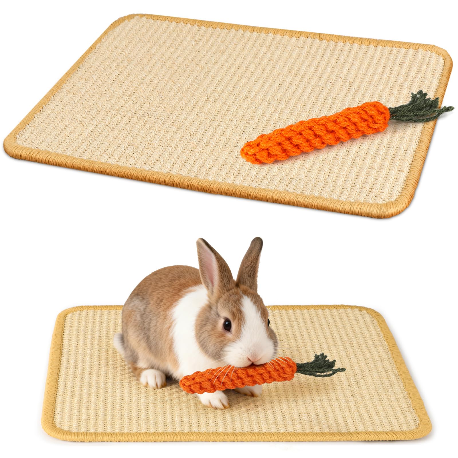 REFLYING 1 Pack Sisal Mat & Carrot Toy for Small Pets, 40x30cm