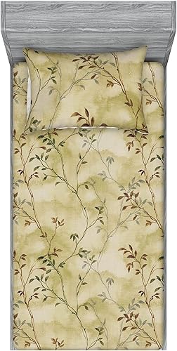 Miniatura 23 de Ambesonne Floral Fitted Sheet & Pillow Sham Set, Retro Wave Inspired Flower Motif with Space Inspired Effects Print, Decorative Printed 3 Piece Dark