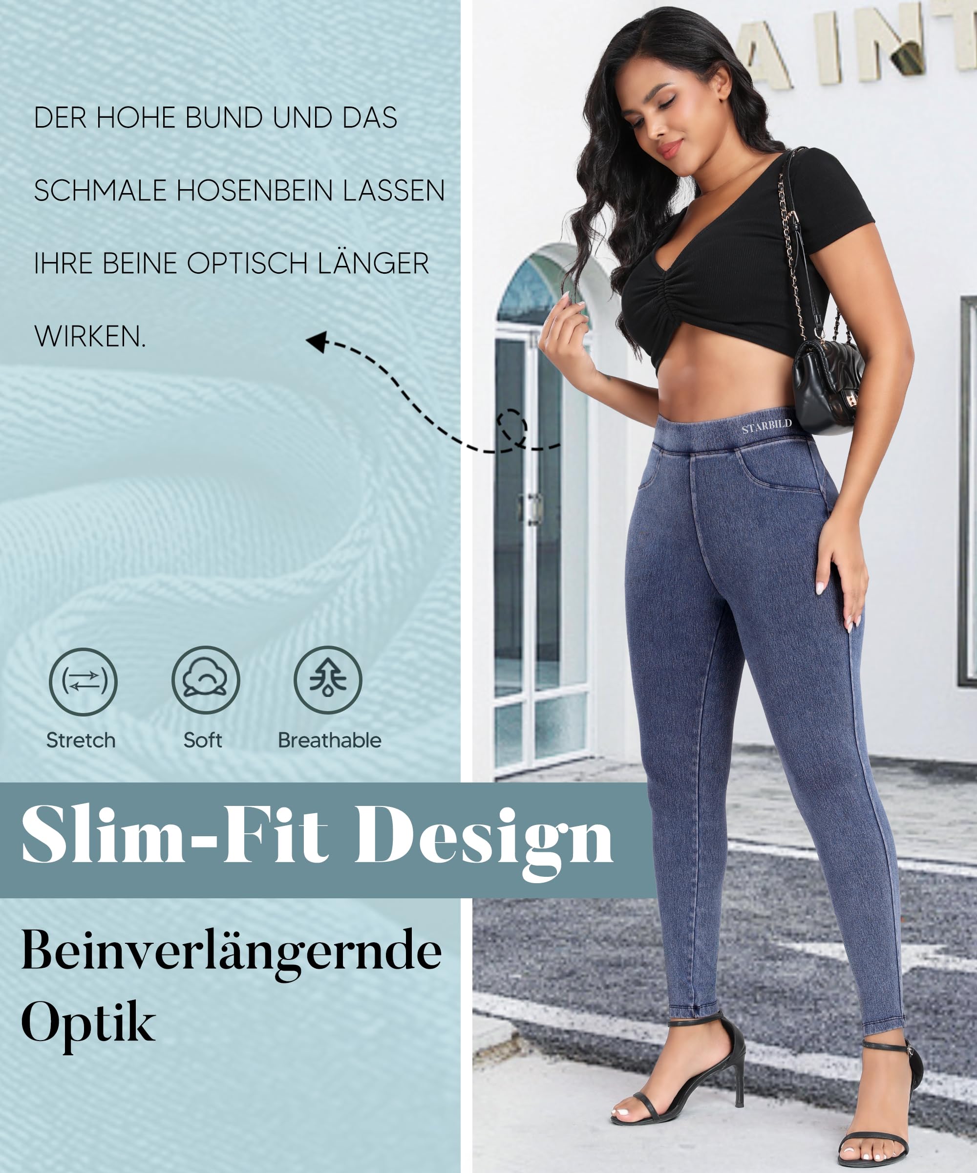 STARBILD Skinny Jeans pour Femme Slim Fit, Push Up Jegging Extensible Taille Haute