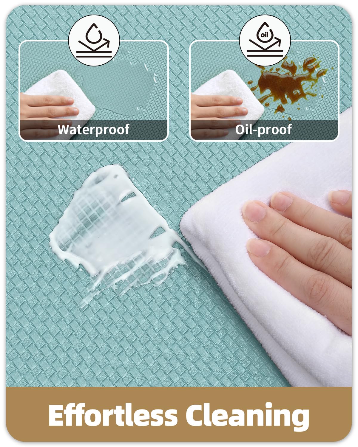 Color G Tappeto Cucina 44 x 200 cm, Rimbalzabile Cuoio Tappeto Cucina Antiscivolo Lavabile, Confortevole Passatoia Cucina Impermeabile per Cucina, Soggiorno, Ufficio (Verde)