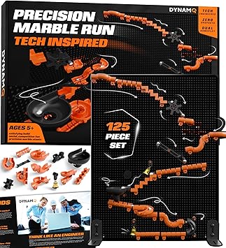Precision Marble Run - 125 Piece STEM Building Set - Educational Learning Science Toys Kits for Kids Ages 5+ Adults - 3D Marble Maze Construction Game, Christmas Birthday Gifts for Boys, STEM Project