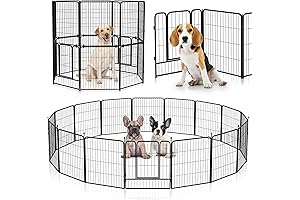 16 Pieces Garden Animal Barrier Fence: No-Dig Dog Fence with Gate and Complete Assembly Tools