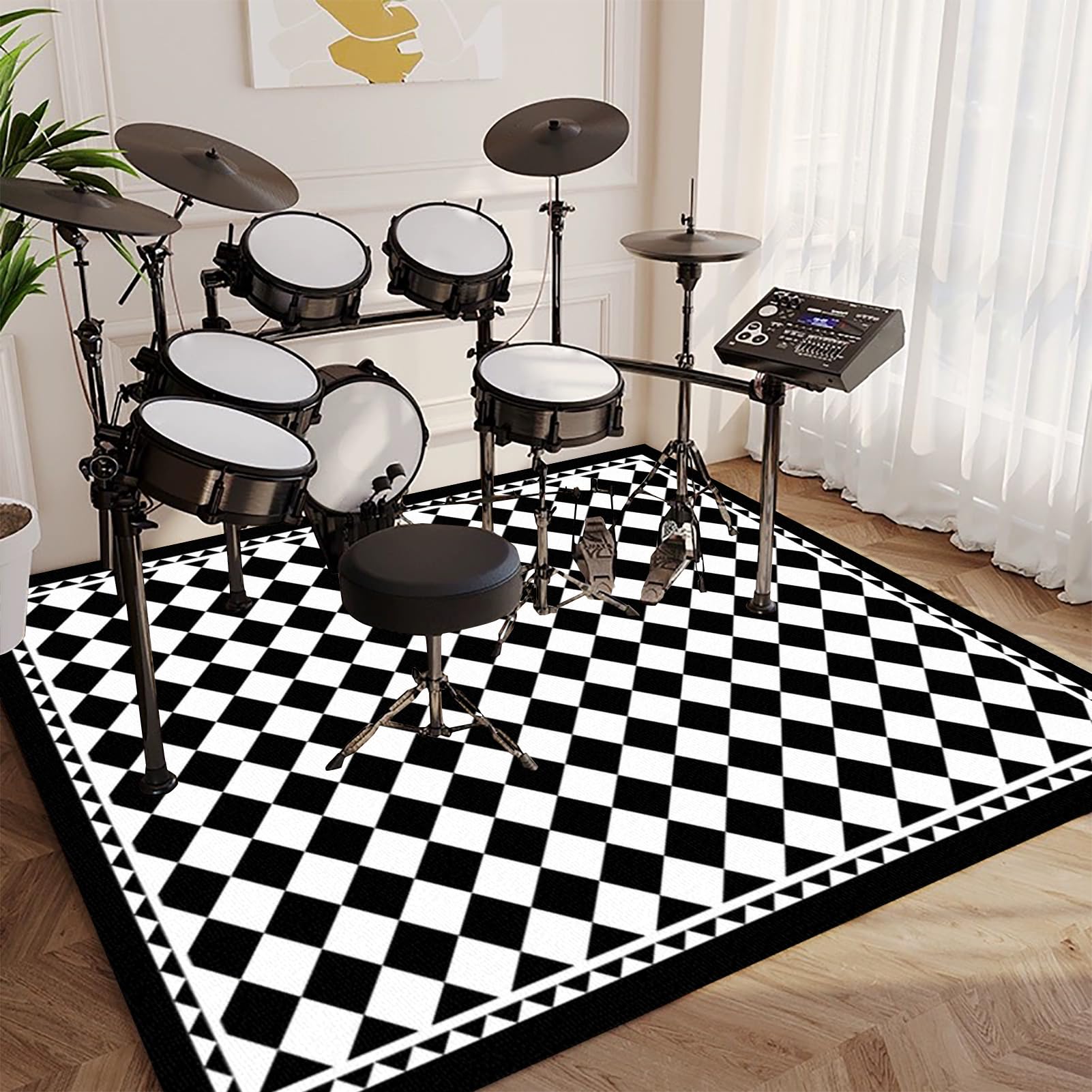 Schallschutz Teppichmatte - Drum Teppich Trommel Teppiche Drum Rug - 130 x 100 cm rutschfeste Drum Matte für Akustik Schlagzeug Drum Kits Bass Drum Elektronisch Snare Klavier Musikinstrumente Teppich