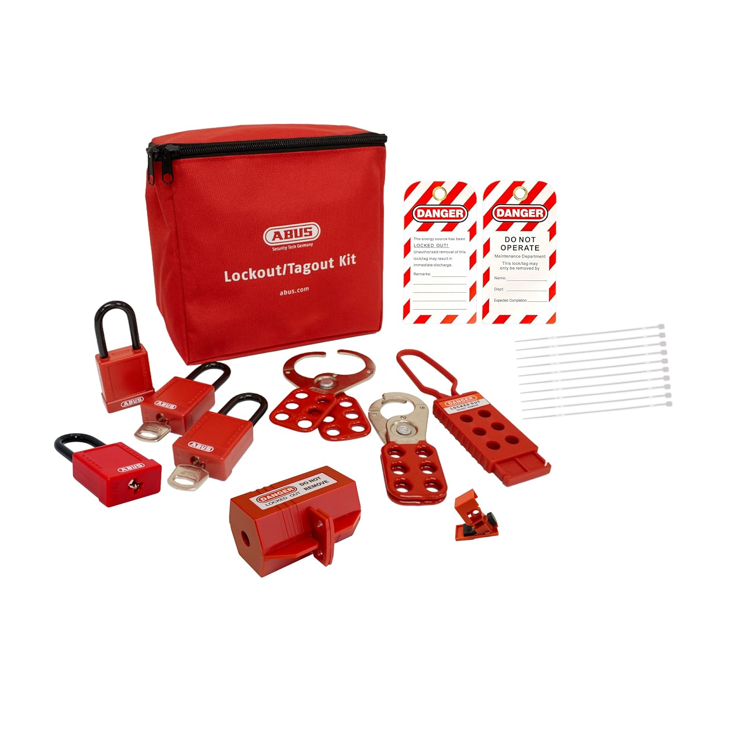 OSHA Compliant ABUS Electrical Lockout Tagout Kit - Loto Kit with Loto Locks, Lockout Tags, Lockout Hasps (Professional)