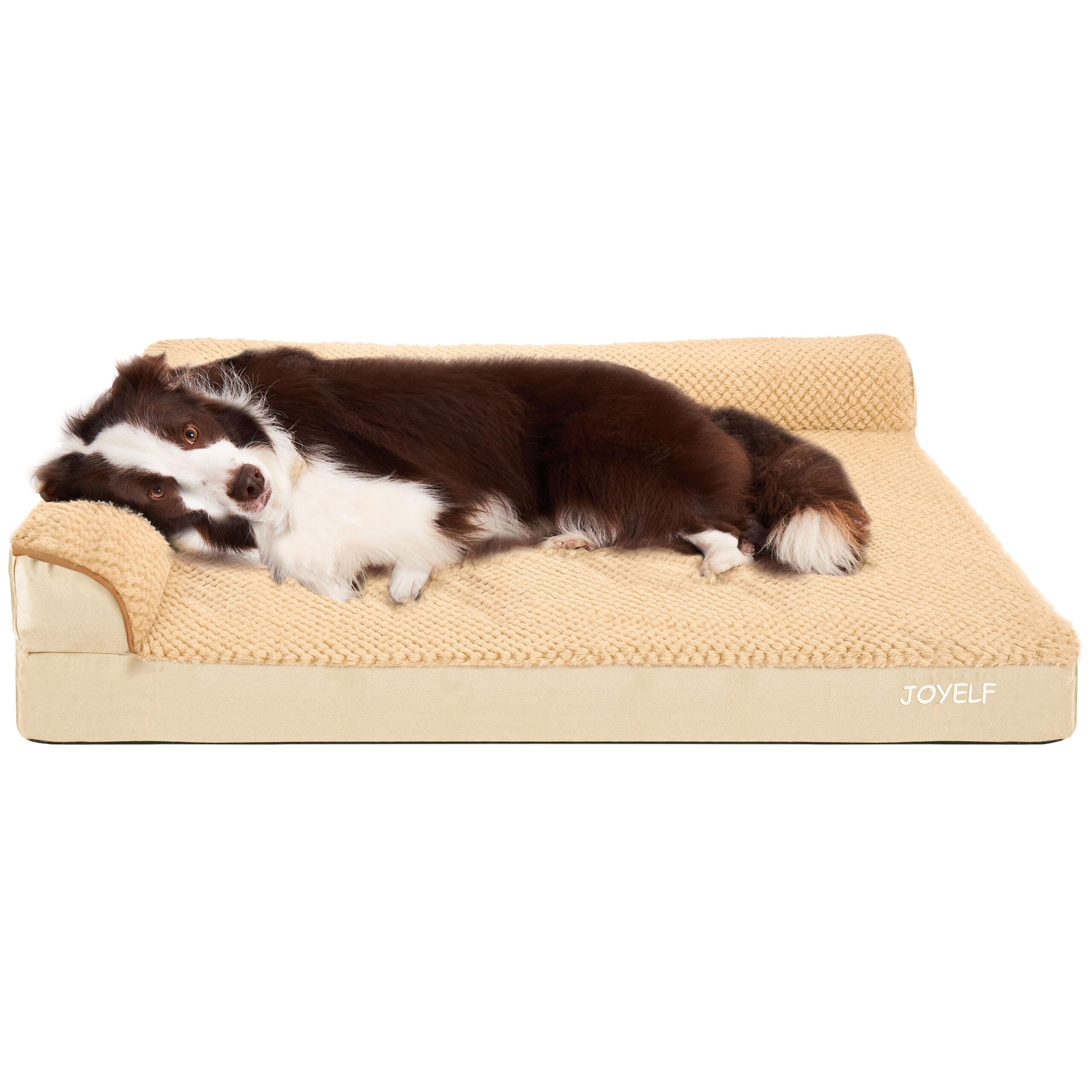 JOYELF Orthopedic Dog Bed for Large Dogs, LShaped Foam Sofa Bed, Bolster Waterproof Pet Bed