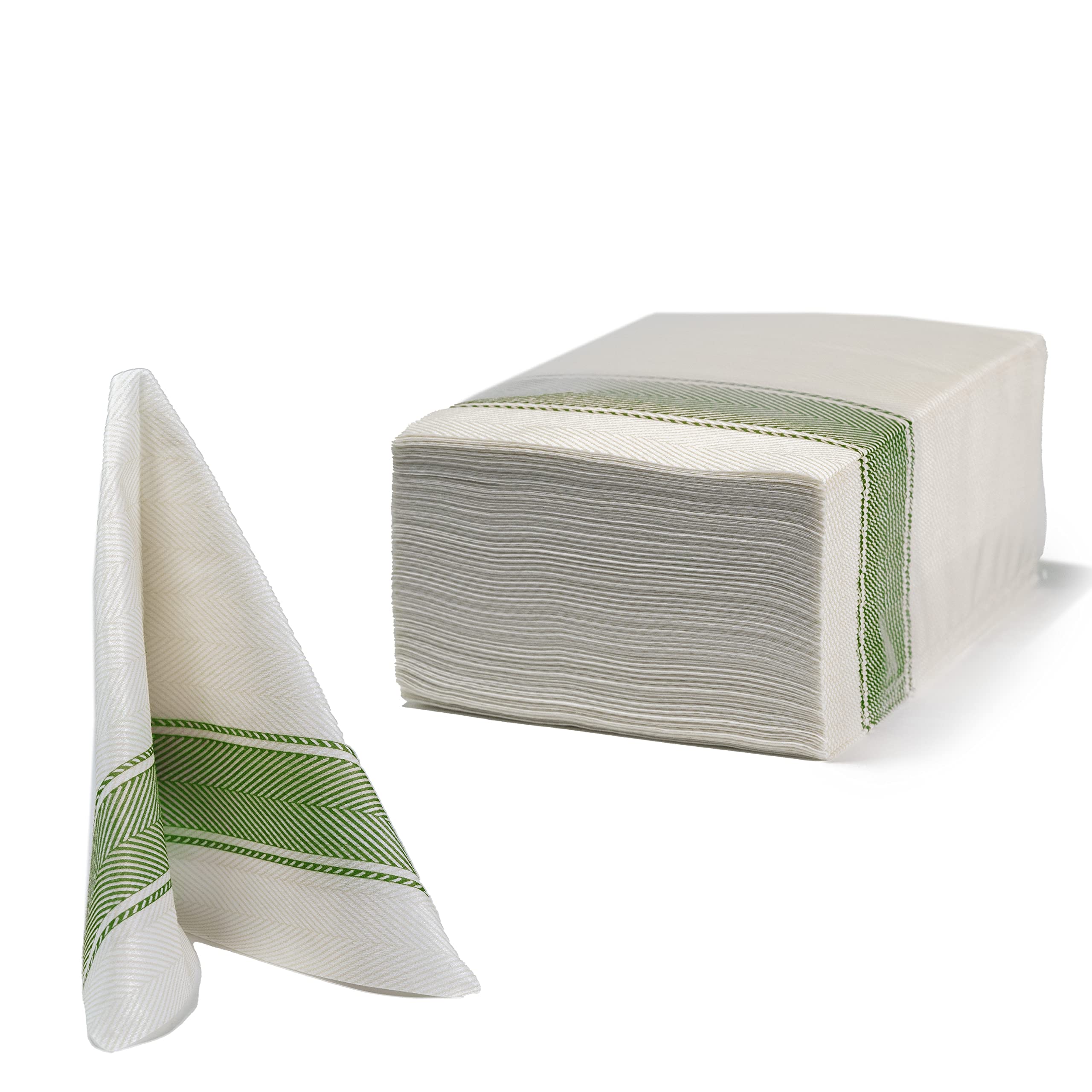 Servilletas desechables para cocina de TNT efecto tela Made in Italy, diseño con efecto espigado, 30 x 40 cm, 800 unidades, color verde