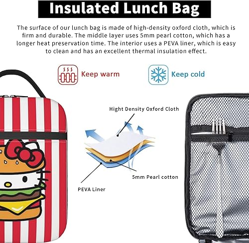 Miniatura 5 de Lonchera Kawaii con aislamiento para gatos, reutilizable, comida al aire libre, portátil, bonita caja de almuerzo de dibujos animados (Bdd3)