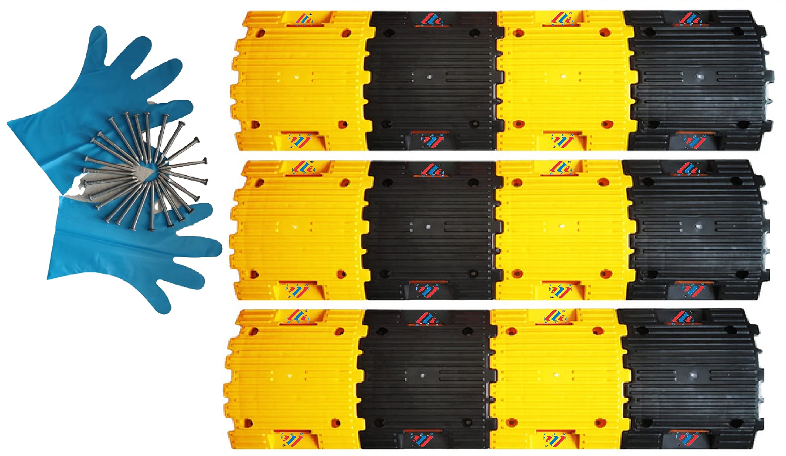 K T I® Speed Breaker 50 MM Height Easy To Install with Our Manual Speed Breaker Ideal choice for Road Safety- 12 Pieces (6 pcs Black and 6 pcs Yellow) Pack Of 3 Meter