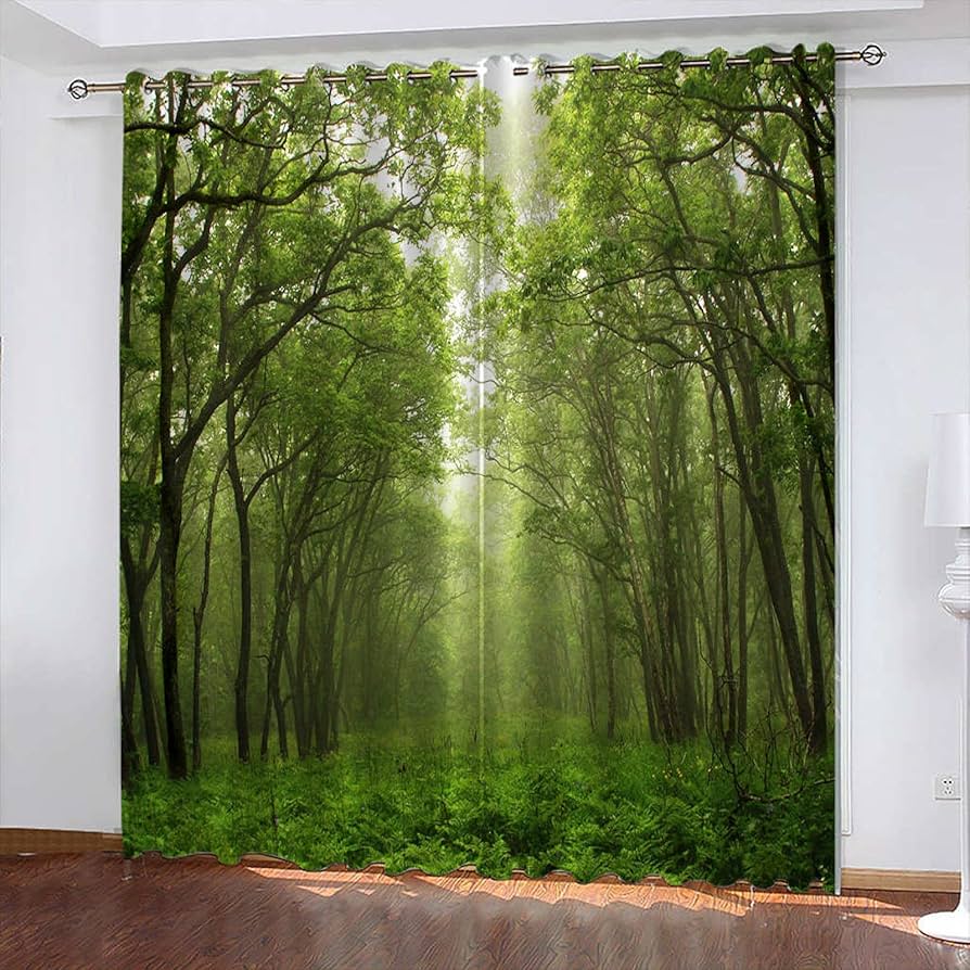 Amazon｜カーテン 小窓カーテン グリーン＆フォレスト 2 x 幅100