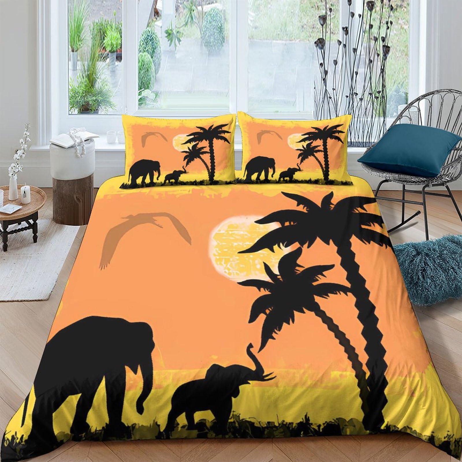 Housse de couette éléphant d'Afrique anti-plis avec fermeture éclair solide