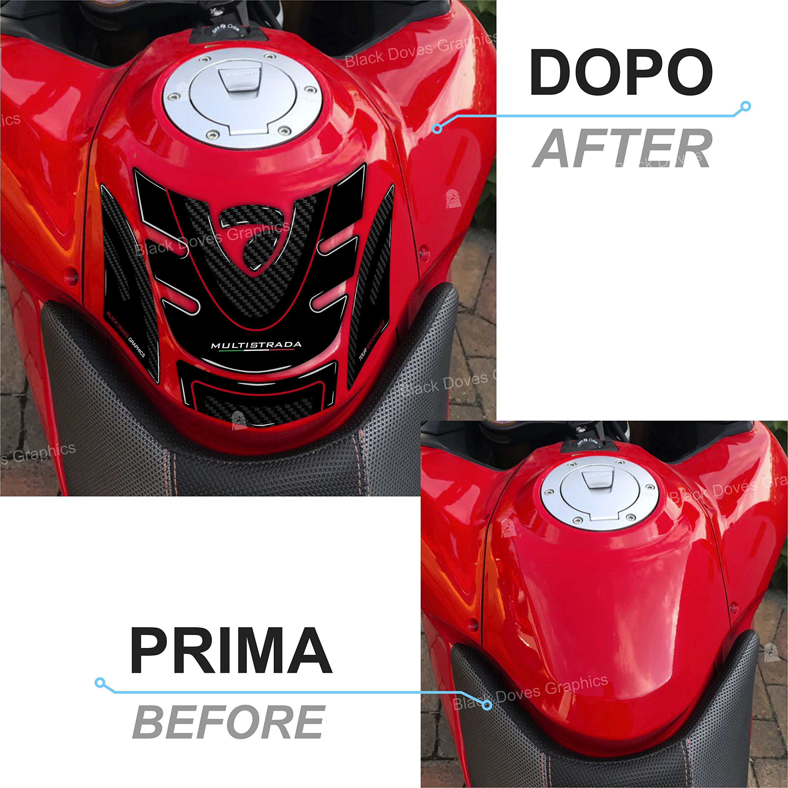 Adesivi Resinati 3D Protezione compatibile con Ducati Multistrada 1200 (Protezione Serbatoio)