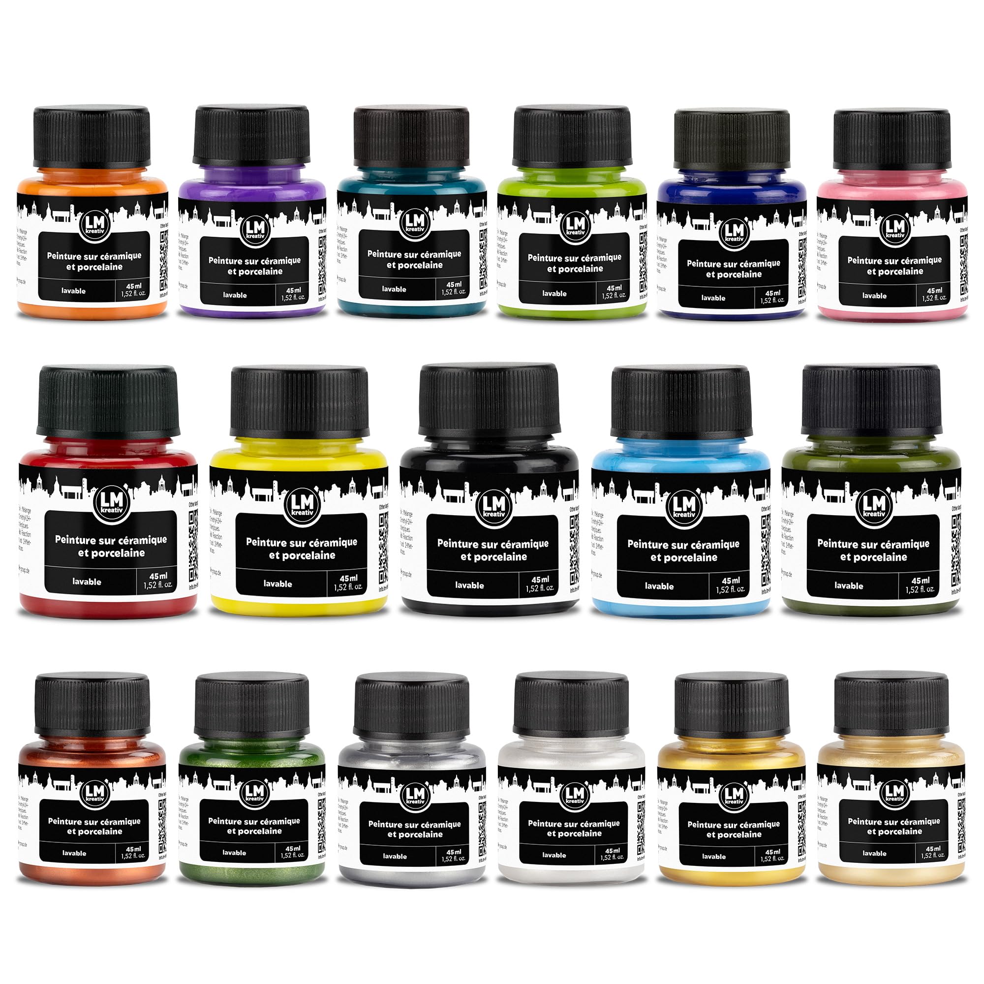 Peinture pour porcelaine et verre kit créatif céramique 17 pots