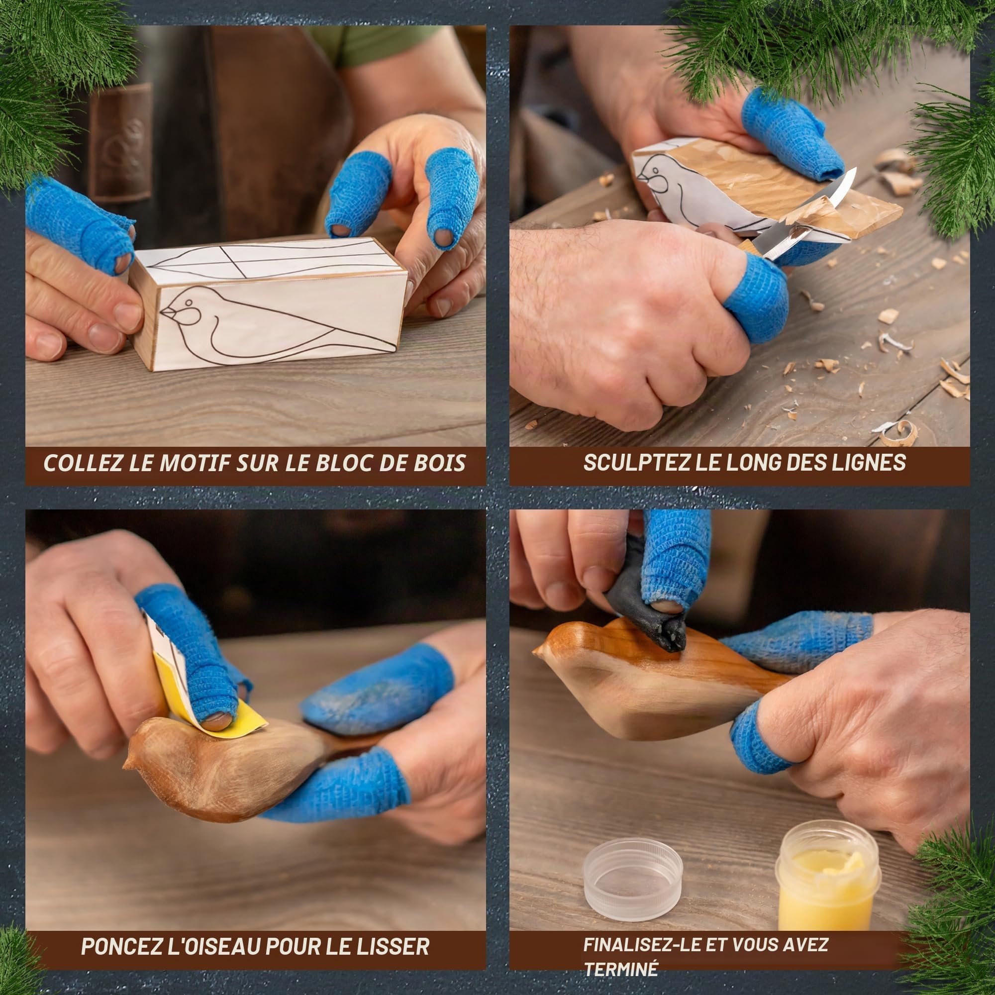 BeaverCraft, DIY01 Set de Couteau de Sculpture sur Bois Oiseau Confort DIY - Kit de Départ Complet de Couteau à Découper pour Débutants Adultes et Adolescents - Hobby Couteau à Découper