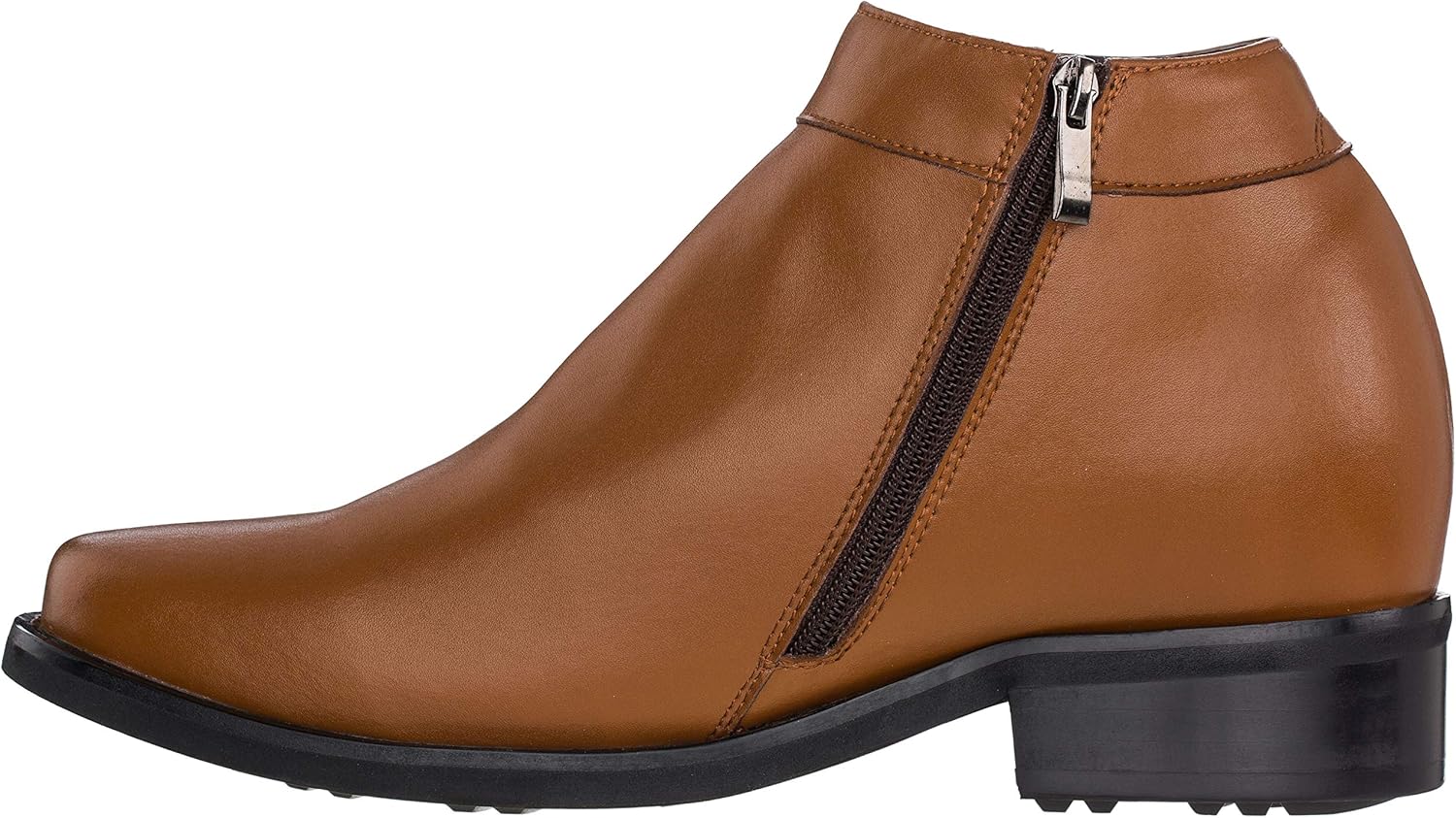Calden Men's Invisible Height Increasing Elevator Shoes - Black Premium Leather Faux Fur Inner Lining Formal Zipper Boots - 3.2 Inches Taller - K50658 - Size 8 D(M) US