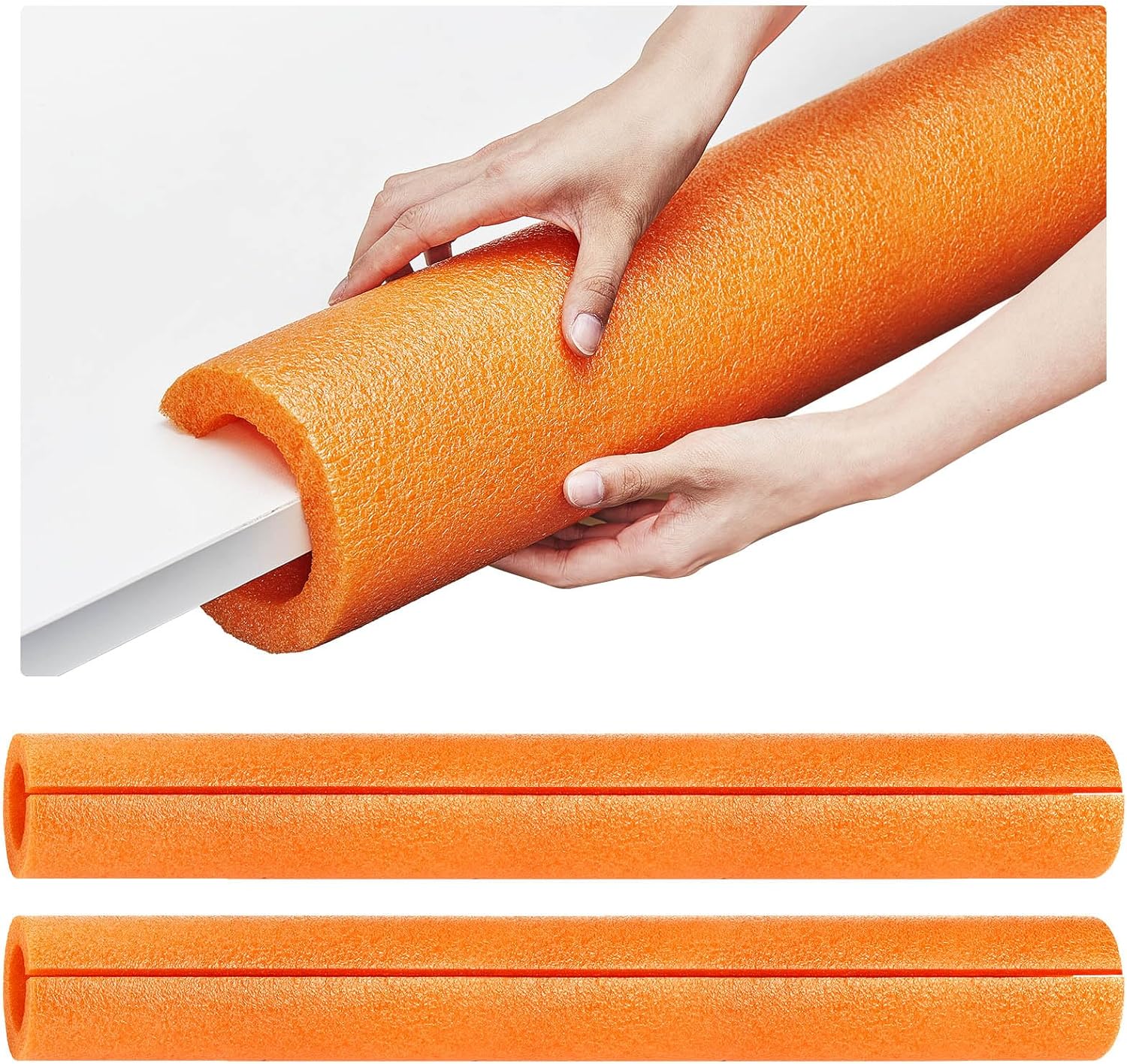 Hanaive 2 Pcs 40 Inch x 4.1 Inch Jumbo Pool Noodles Bulk Large Pre Slit Clamp Foam Protection Foam Tube Swim Noodles for Swimming Floating Craft Projects Padding Bumper(Orange)