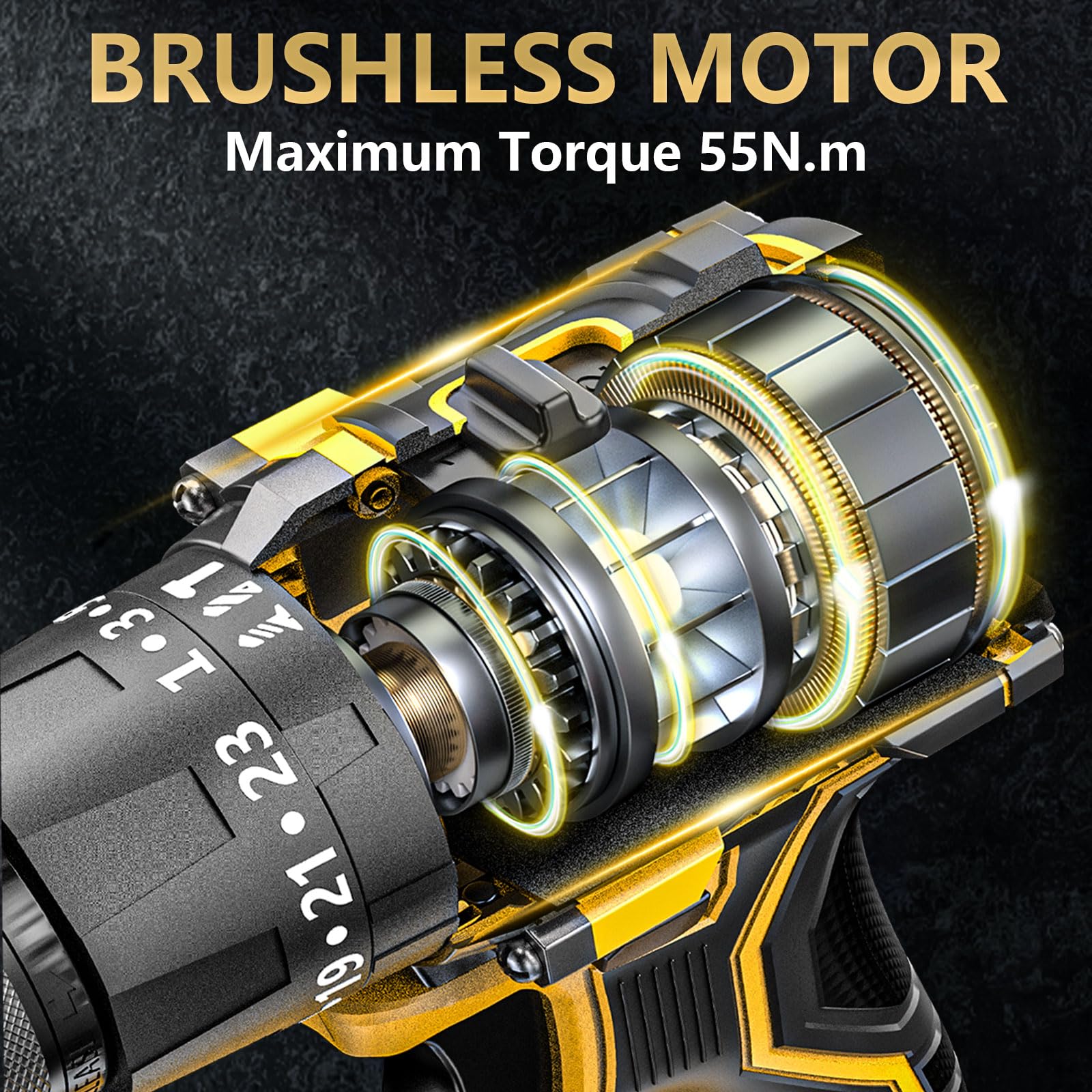 Trapano Avvitatore A Batteria 21V 2in1 Con Motore Brushless E Coppia 55 Nm — Potente E Maneggevole Per Fai-da-te E Professionisti