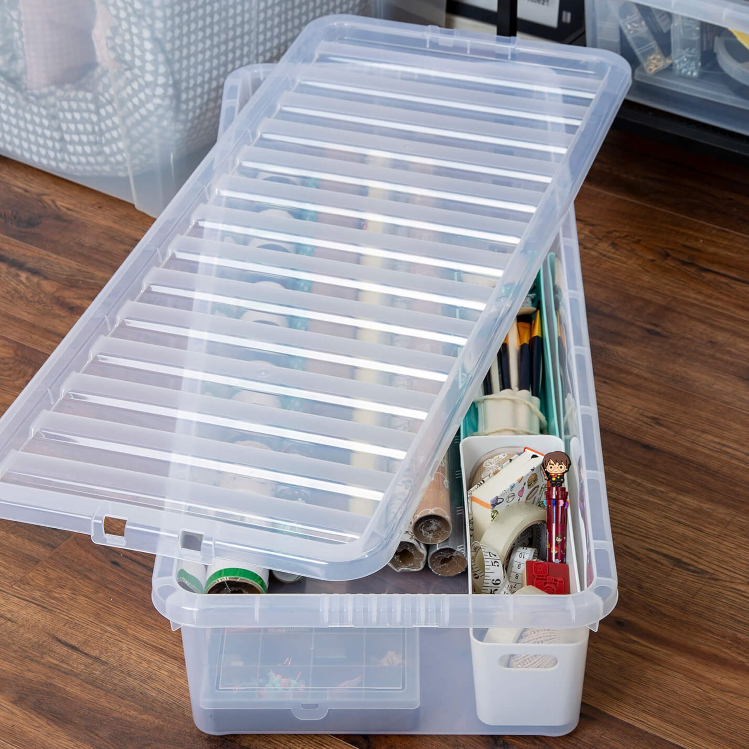 UNTERBETTKOMMODE 18CM 6 Stück 55L 99x40x18cm transparent klar Kunststoff