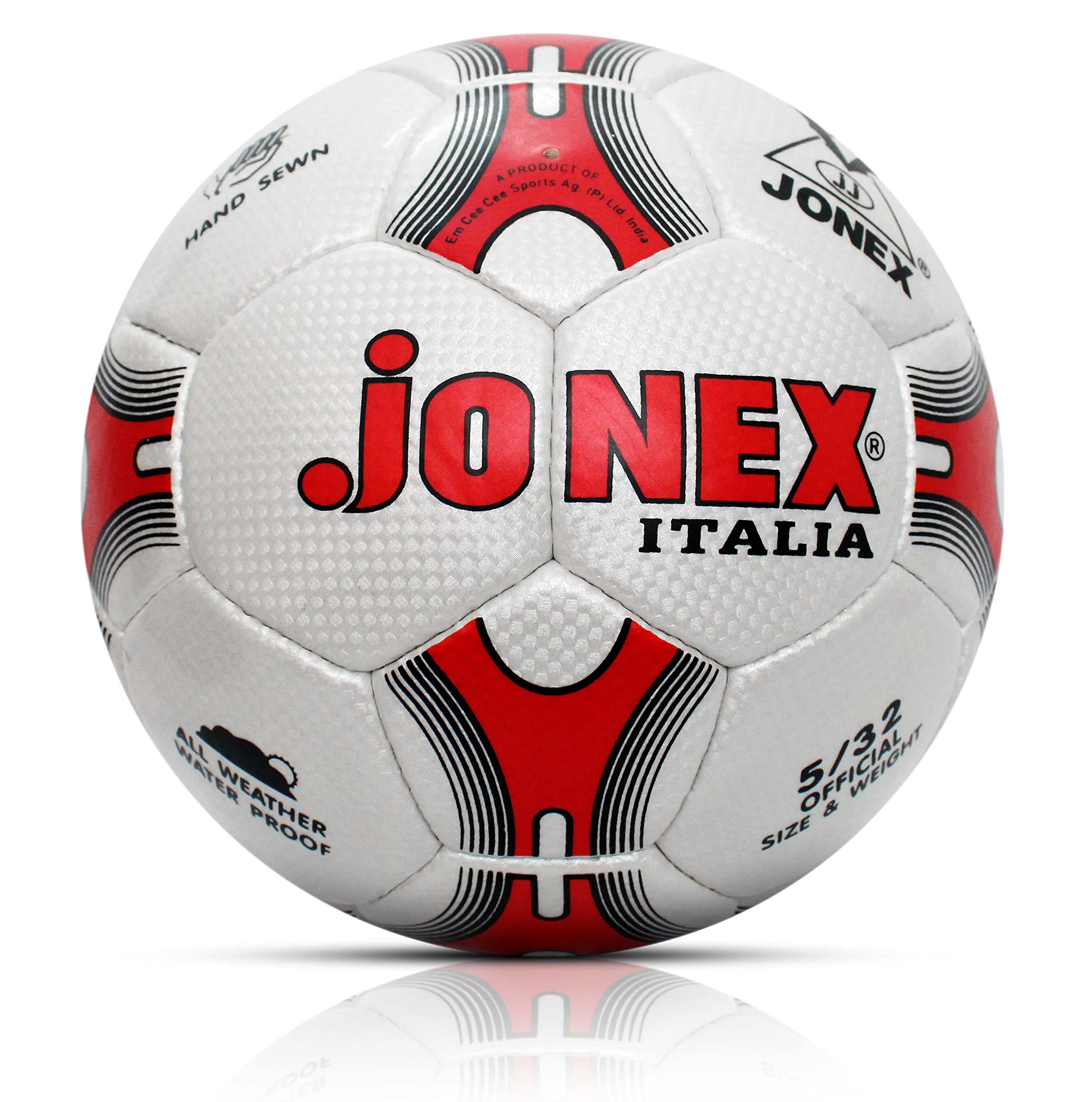 JJ Jonex Football, 32 Panel Size 5 Soccer Balls for Professional Players (White Red - Italia) (B094VQ734W) Amazon Price History, Amazon Price Tracker