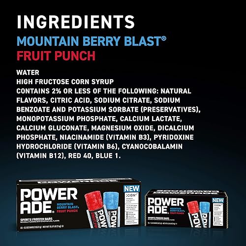 Miniatura 5 de POWERADE Sports - Barras de congelador 15 onzas  Refrescantes helados con electrolitos B Vitaminas  Saborizados naturalmente con otros sabores