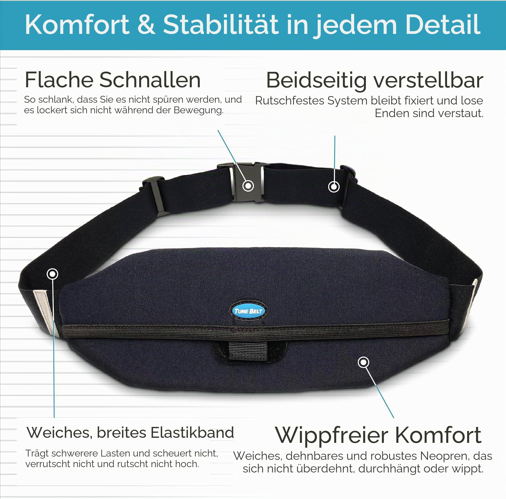 Tune Belt SP2 Access Laufgürtel, Schwarz, L, Gürteltasche zum Laufen
