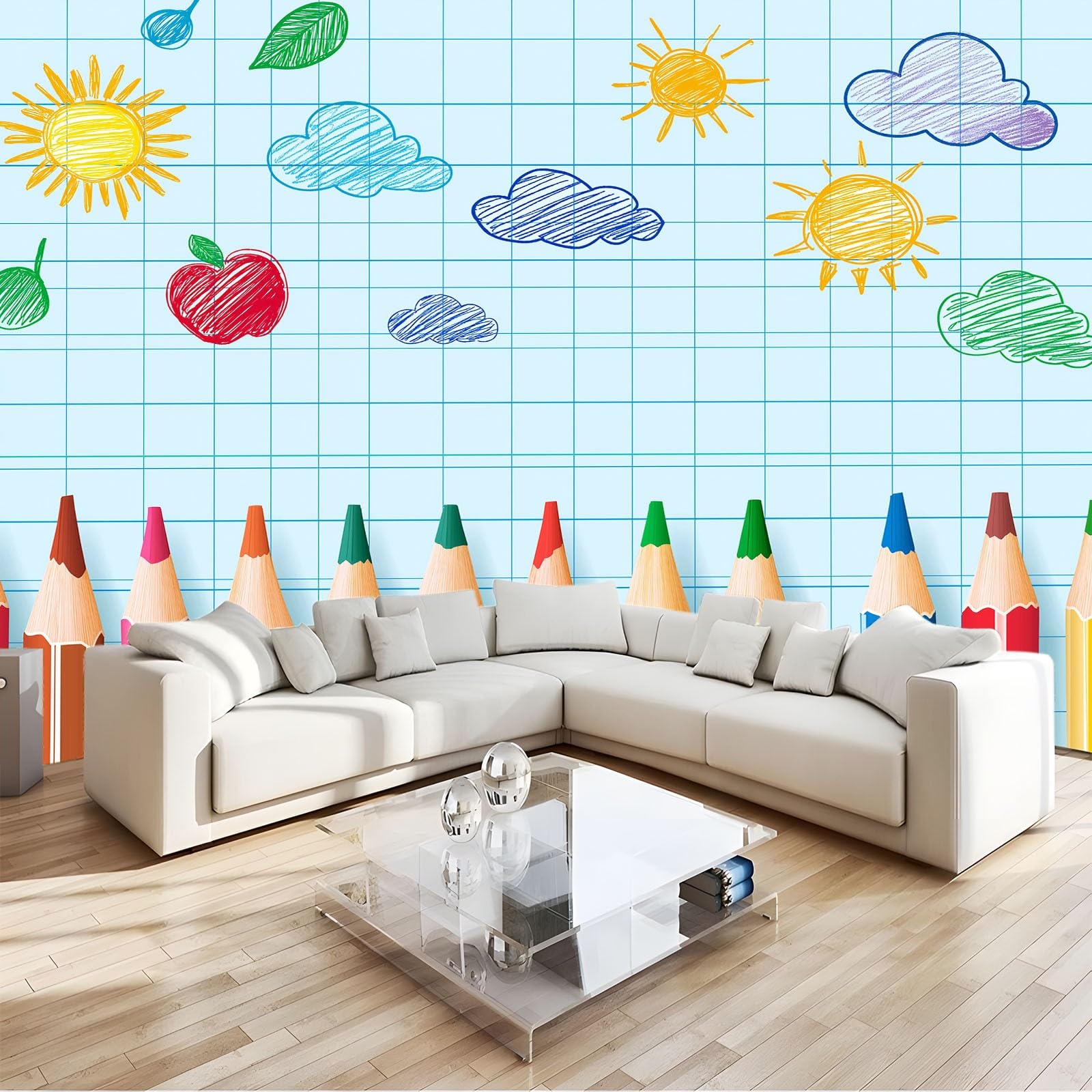 450 x 280 cm, fototapeta na wymiar, rysunek ołówkiem, szkic, niebieski, fotorealistyczny, druk HD, tapeta na flizelinie premium, tapeta z motywem, dekoracja ścienna, dekoracja ścienna, dekoracja