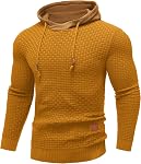 COOFANDY Hommes Pull-over Hoodies Casual Hipster manches longues String Gaufrettes tricotées Sweatshirts à capuchon