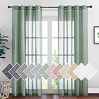 Vista 329 de NICETOWN Cortinas semitraslúcidas con textura de lino, con ojales, tratamiento de ventanas, cortinas verticales de lino con filtro de luz para sala