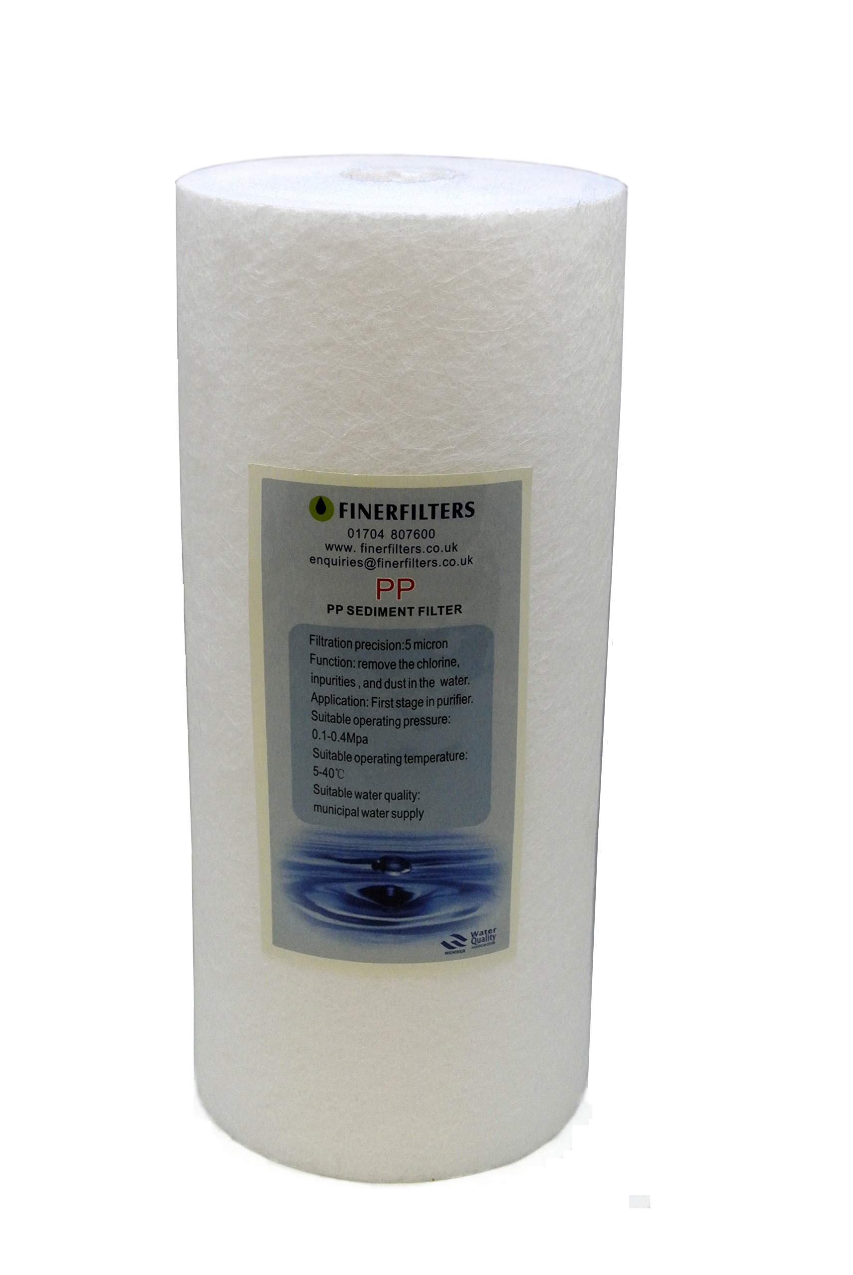 Finerfilters 10" x 4.5" Jumbo Spun Polypropylene Sediment Cartridge 5 Micron - Spring Well Water Filter/Bio Diesel
