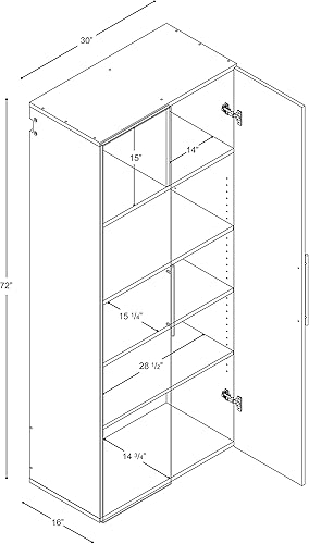 Miniatura 75 de Prepac HangUps - Armario de almacenamiento grande, color gris claro inmaculado de 36 pulgadas con estantes y puertas de almacenamiento, ideal para
