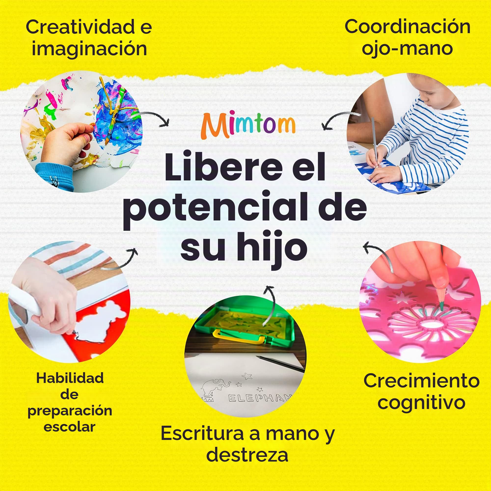Plantillas de Dibujo Kit de Manualidades para niños con 370 Figuras | Plantillas para Pintar Que desarrollan la Creatividad | Desde los 3 años