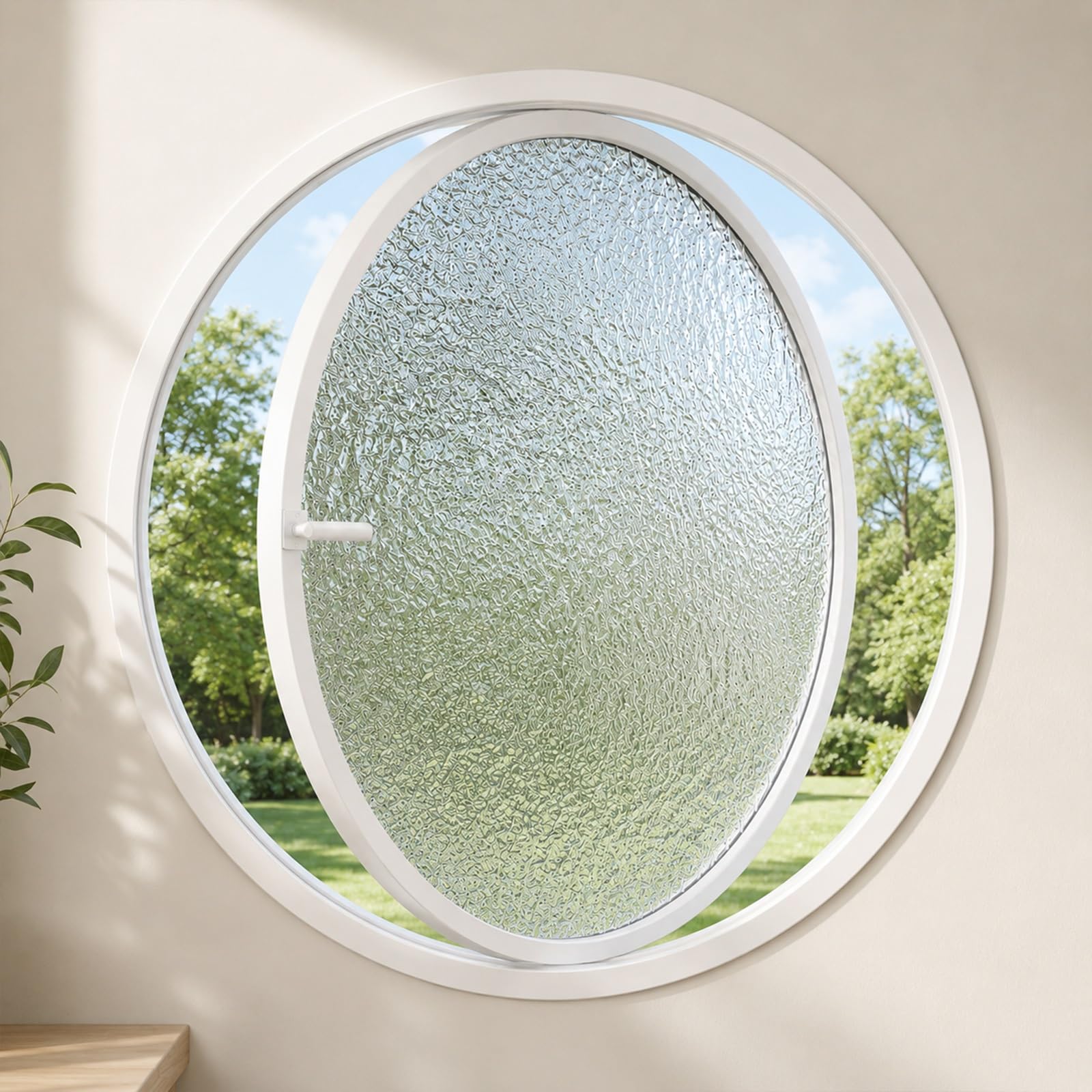 Circular Pivot Window 360° Rotation, Rotating Shed Window with Handle Ventilated, Round Window Aluminium Alloy + Tempered Glass, Decorative for Attics Hallways(White A,50 CM/19.6 in)