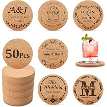 50 Pcs Personalized Cork Coasters for Wedding Favors and Business