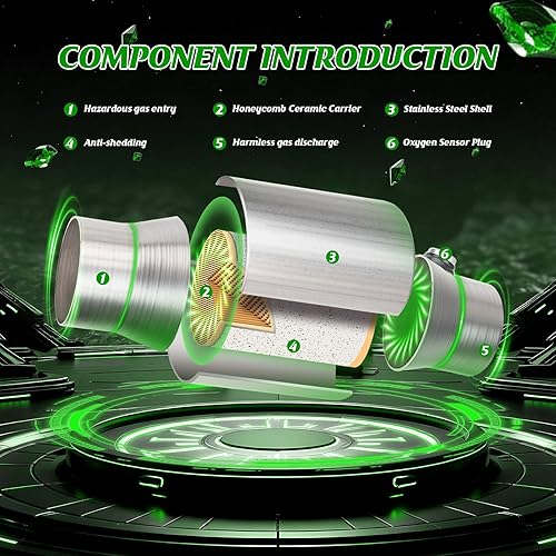 Miniatura 4 de Convertidor catalítico frontal universal de alto flujo de entrada y salida de 2.5 pulgadas, ajuste directo con puerto O2 (compatible con EPA)