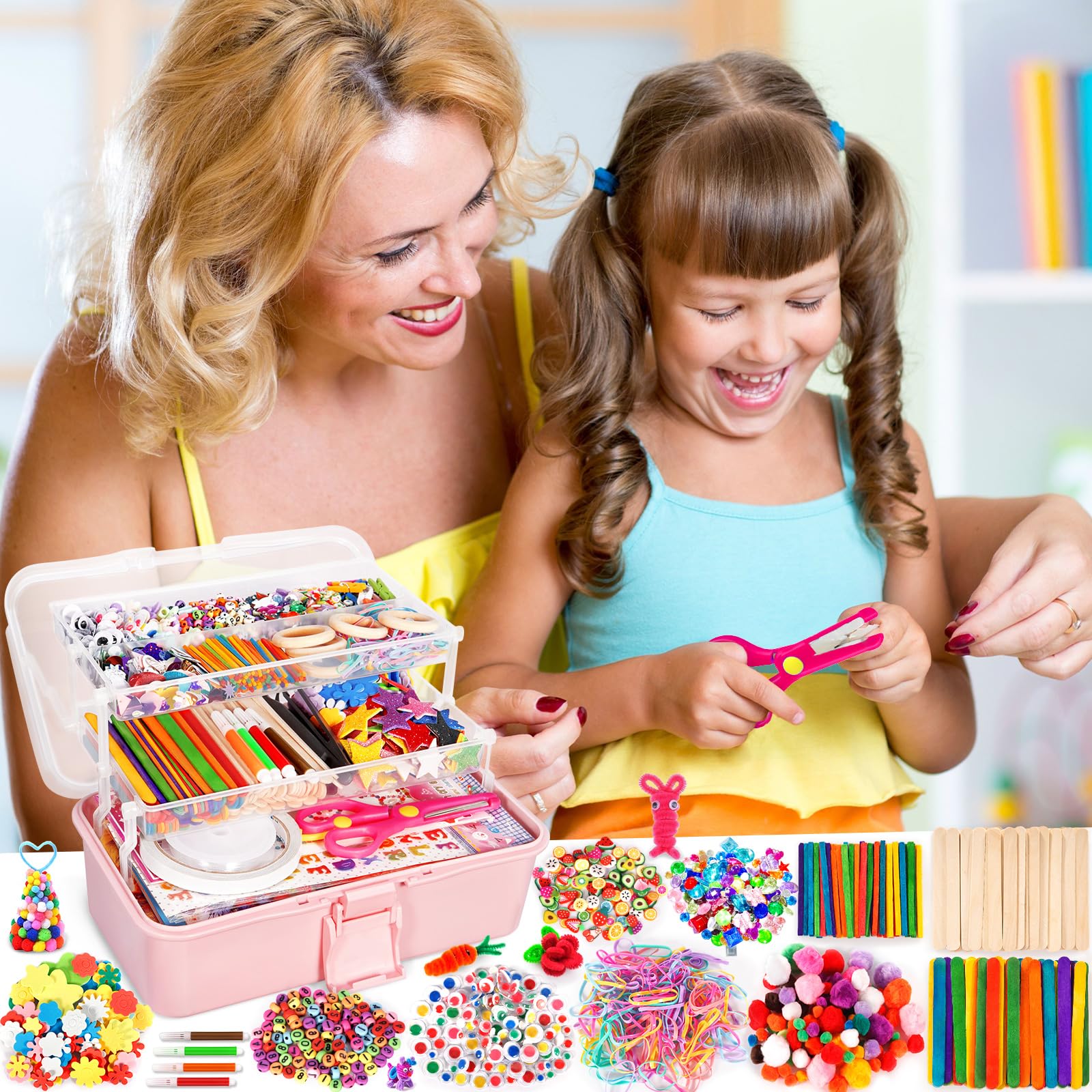 Purpledi Kit Manualidades Niños 3600+PCS, DIY Creativo Kit Manualidades Material, DIY Art Supplies Creativo Regalo Manualidades Labores para Niños, Juguetes Educativos Regalo para Niño Niña