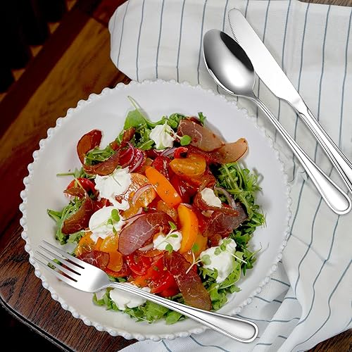 Miniatura 352 de A·HOUSEWARE - Juego de cubiertos iridiscentes con diseño hueco, 20 piezas, acero inoxidable, incluye tenedores, cucharas, cuchillos, utensilios