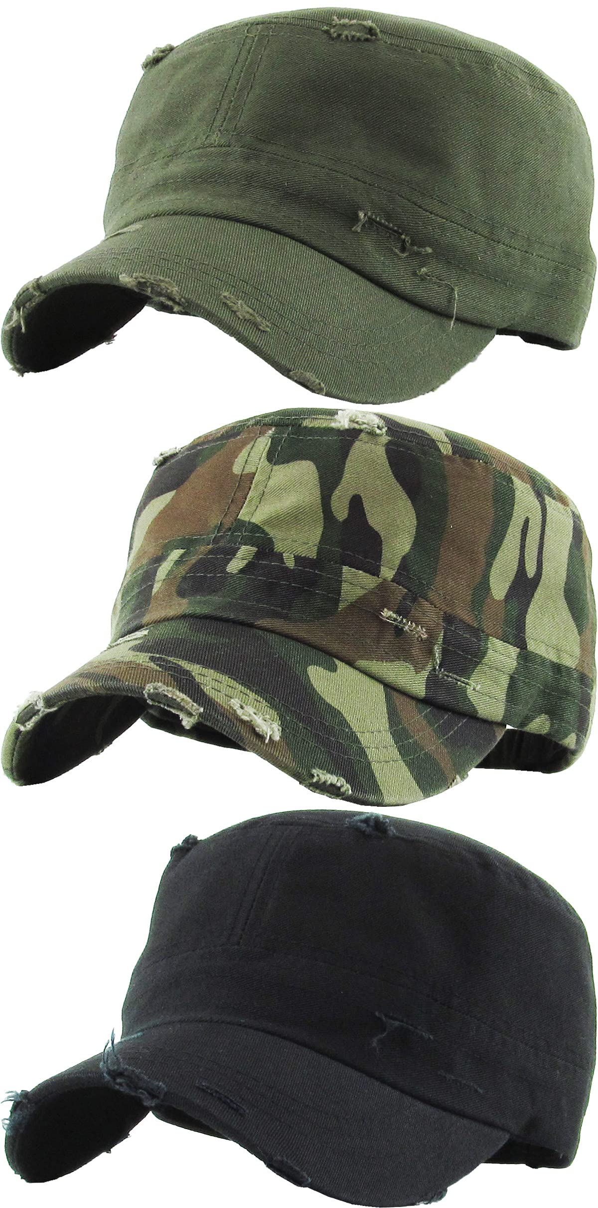 Funky JunqueMilitary Style Cadet Hat Army Vintage Distressed Adjustable Cap