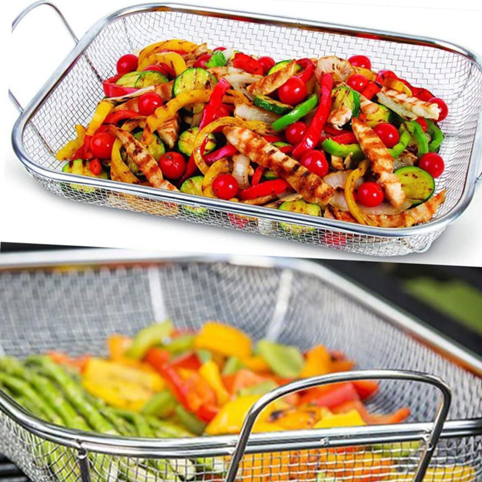 Cesta de drenaje para frutas y verduras capacidad barbacoa de acero inoxidable ollas parrilla de carbón drenaje frutas y verduras al aire libre