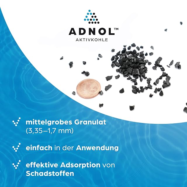 Foto 7 de 8 de ADNOL® Carbón activo granulado de 3 litros de cáscaras de coco para filtro de agua para acuario y estanque…