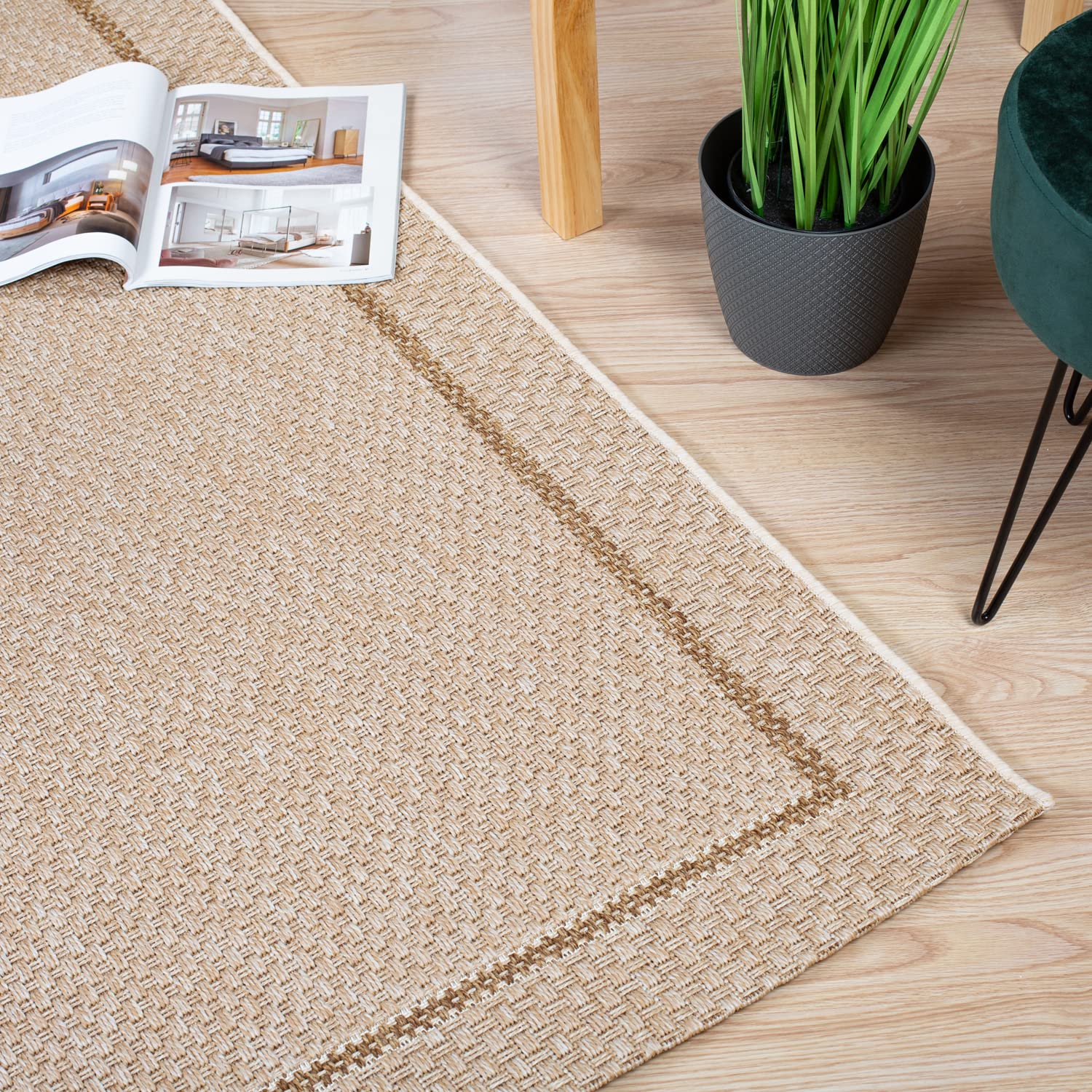 Intérieur/extérieur Artless Rim Tapis Beige 160 x 230 cm