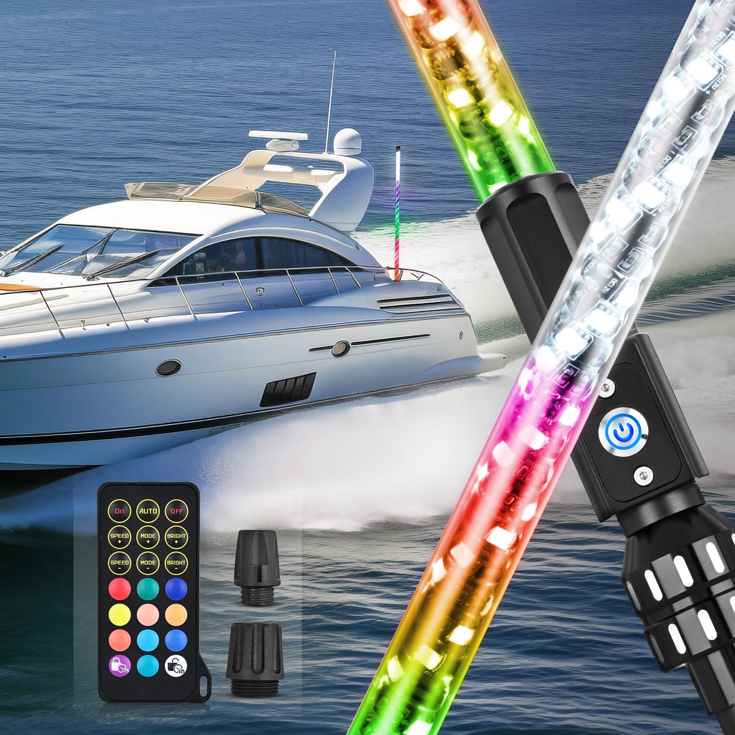 Nilight Boat Navigation Light 4FT Spiral LED Whip Lights