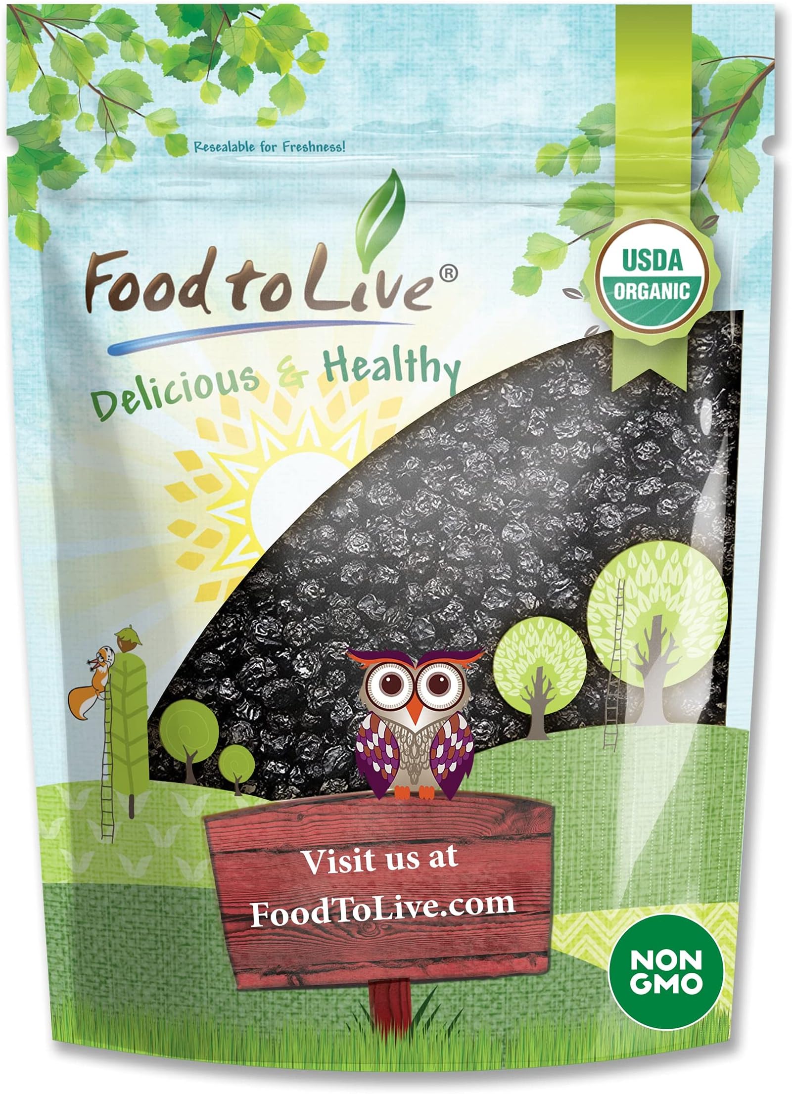 Food to Live Organic Dried Blueberries, 4 Pounds Non-GMO, Whole Berries, Lightly Sweetened, Coated with Sunflower Oil, Kosher, Vegan, Unsulfured, Bulk. Rich in Antioxidants. For Snacking, Baking.