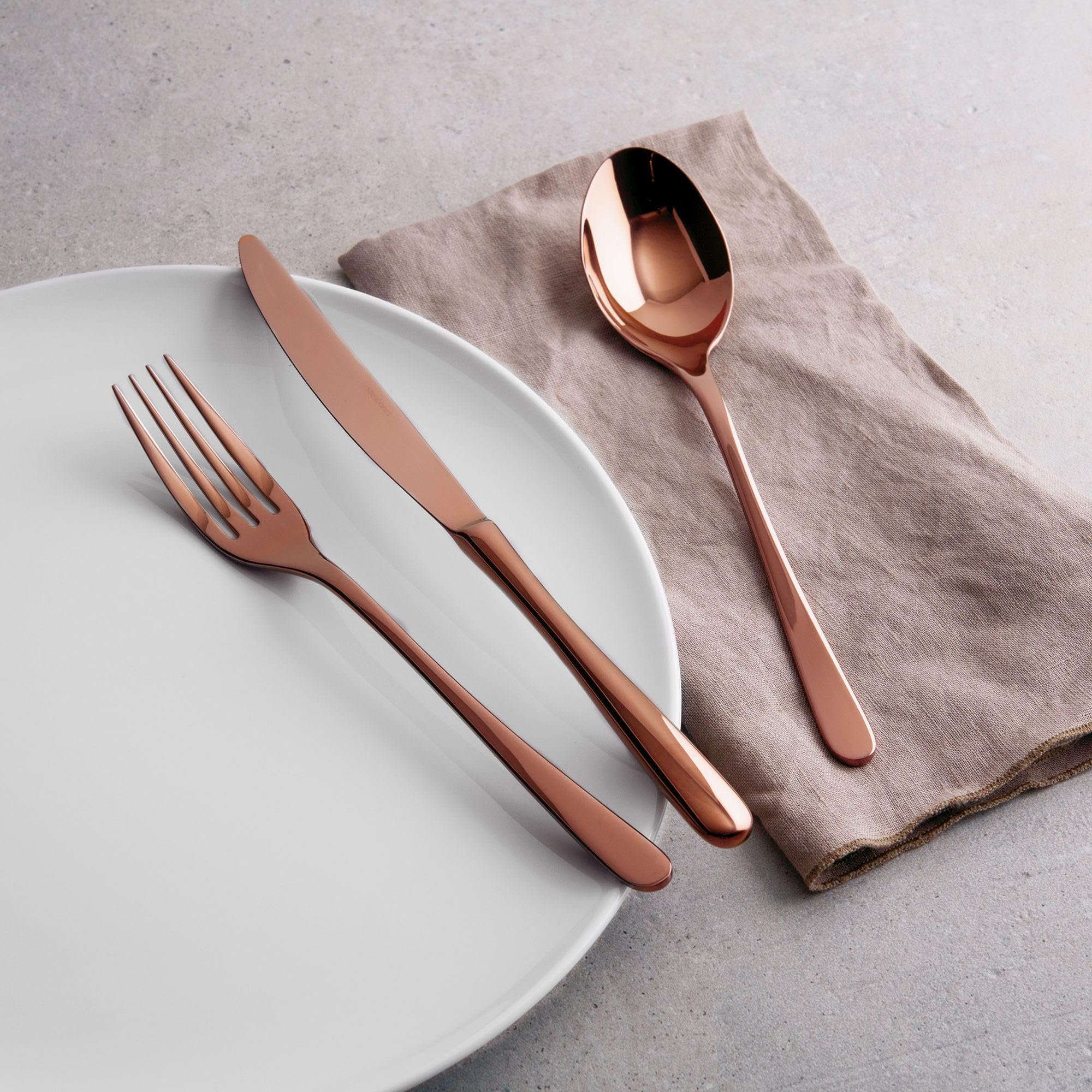 Sambonet 52553C81 - Taste Set di Posate da Tavola per 6 persone, 24 pezzi in Acciaio Inox finitura PVD : 6 forchette, 6 cucchiai, 6 coltelli, 6 cucchiaini da tè, Lavabili in lavastoviglie, Copper